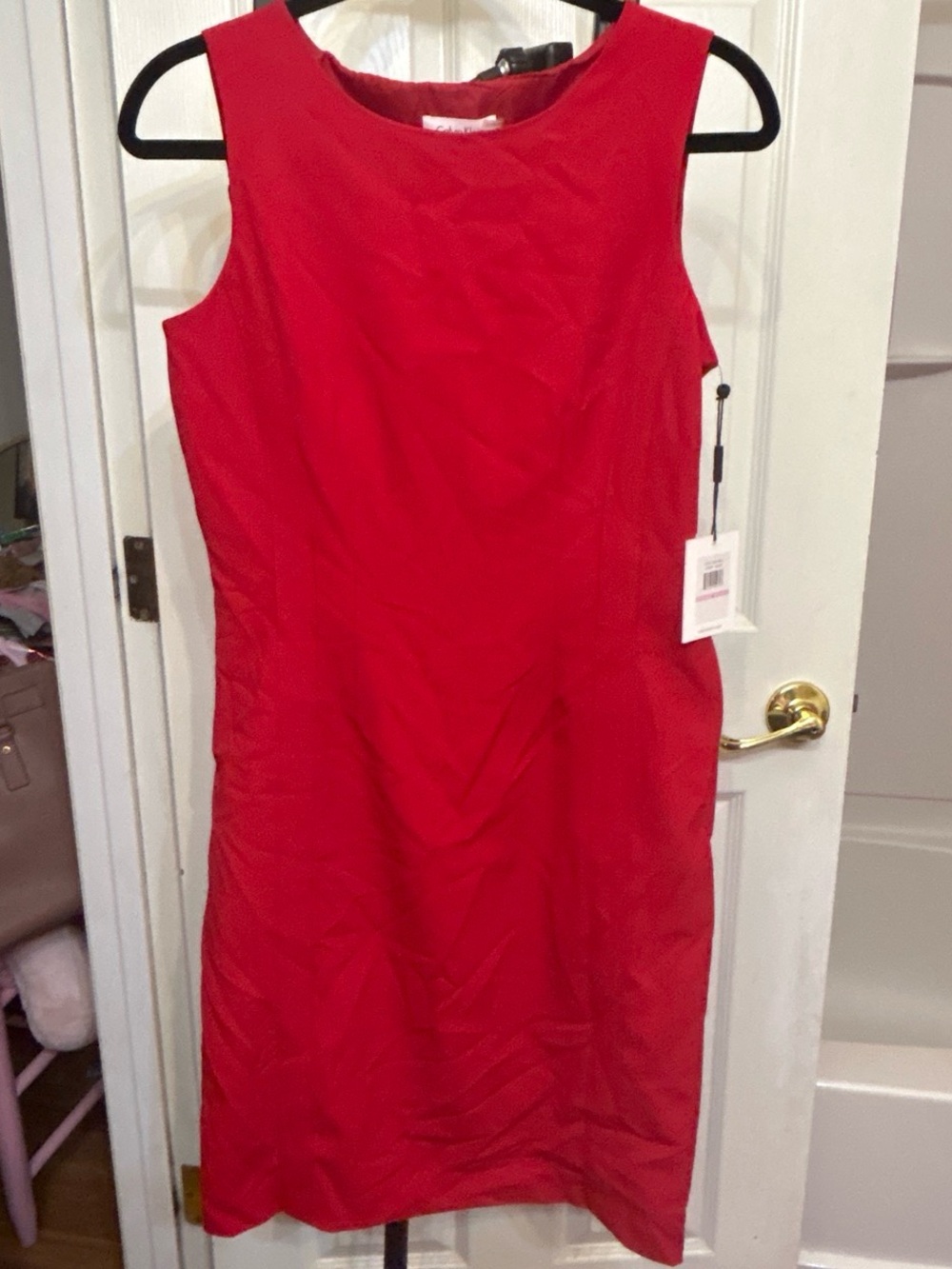 Calvin Klein Red Sleeveless Sheath Dress